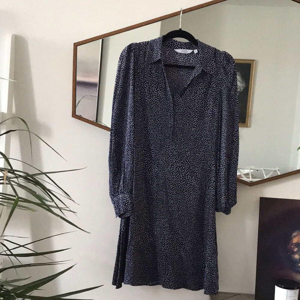 & Other Stories navy polka dot tea dress